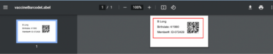 Vaccination Barcode Label